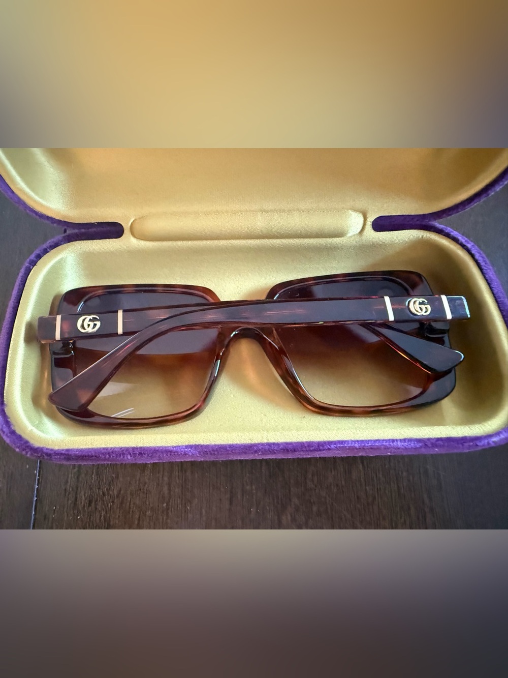 Gucci Black Sunglasses with Gold Logo Accent